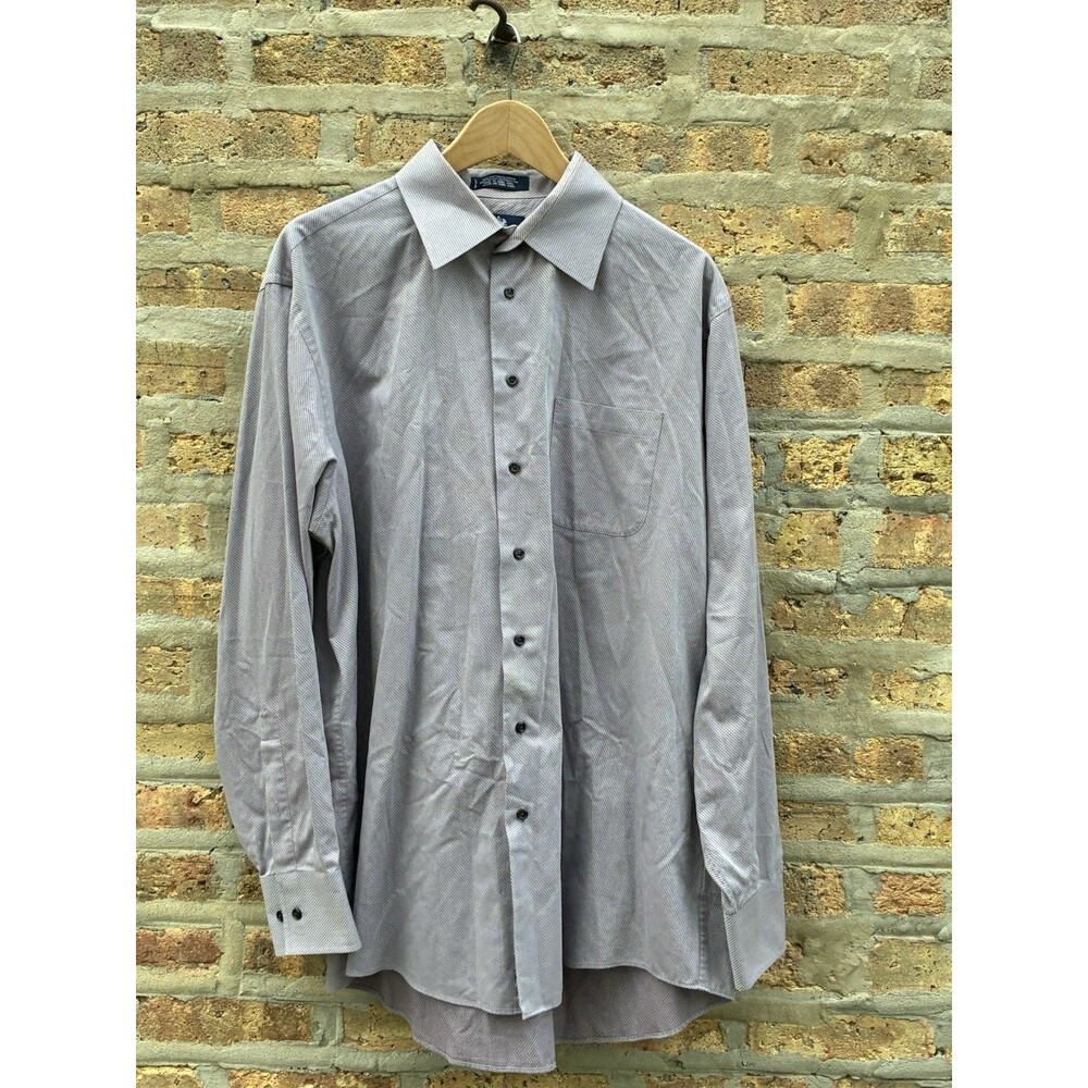 Vintage Shaftford Solid Gray Easy Care Dress Shirt‎ 15.5 32/33 Long Sleeve